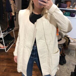 Isabel Marant Women’s Size 36 XS Ivory Quilted Jacket Cotton Pockets City Coat